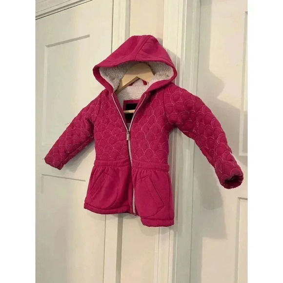 UNLIMITED TOO parka girls pink fleece lined scalloped stitching size 2T - Picture 2 of 8
